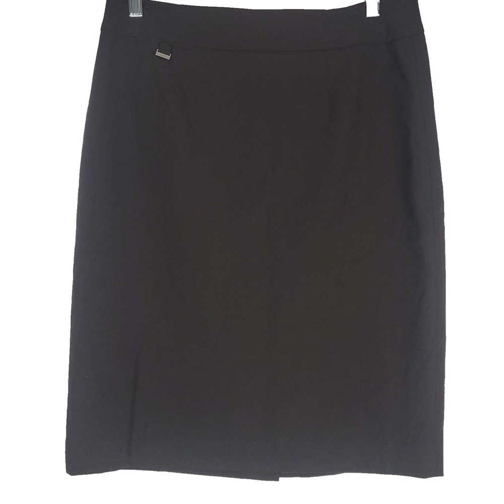 Calvin‎ Klein Skirt Womens 6 Black Pencil Back Zip Lined Stretch Career Office